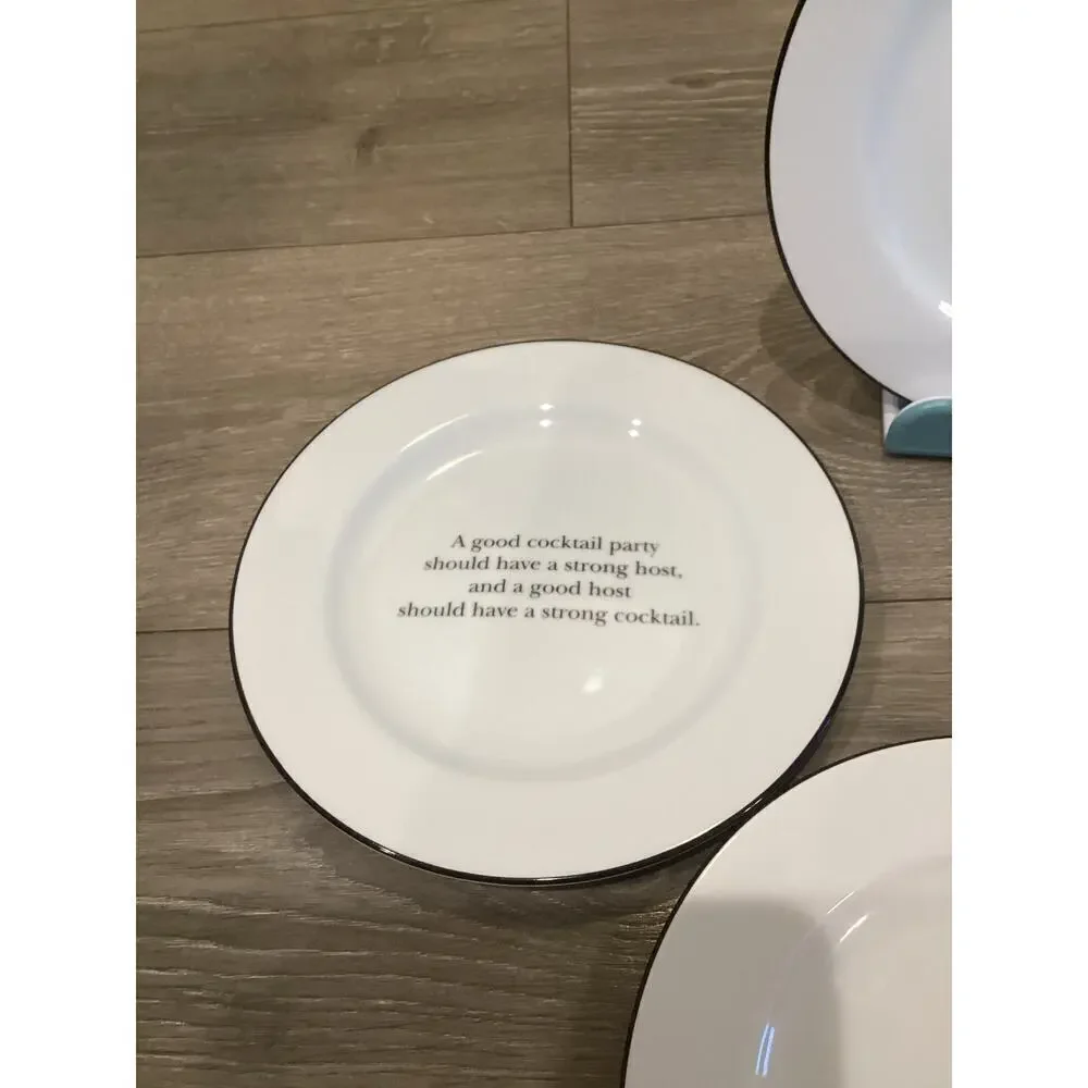 Pottery Barn Appetizer Plate Set Quote Funny Bar Cart Party Hostess Gift Classic